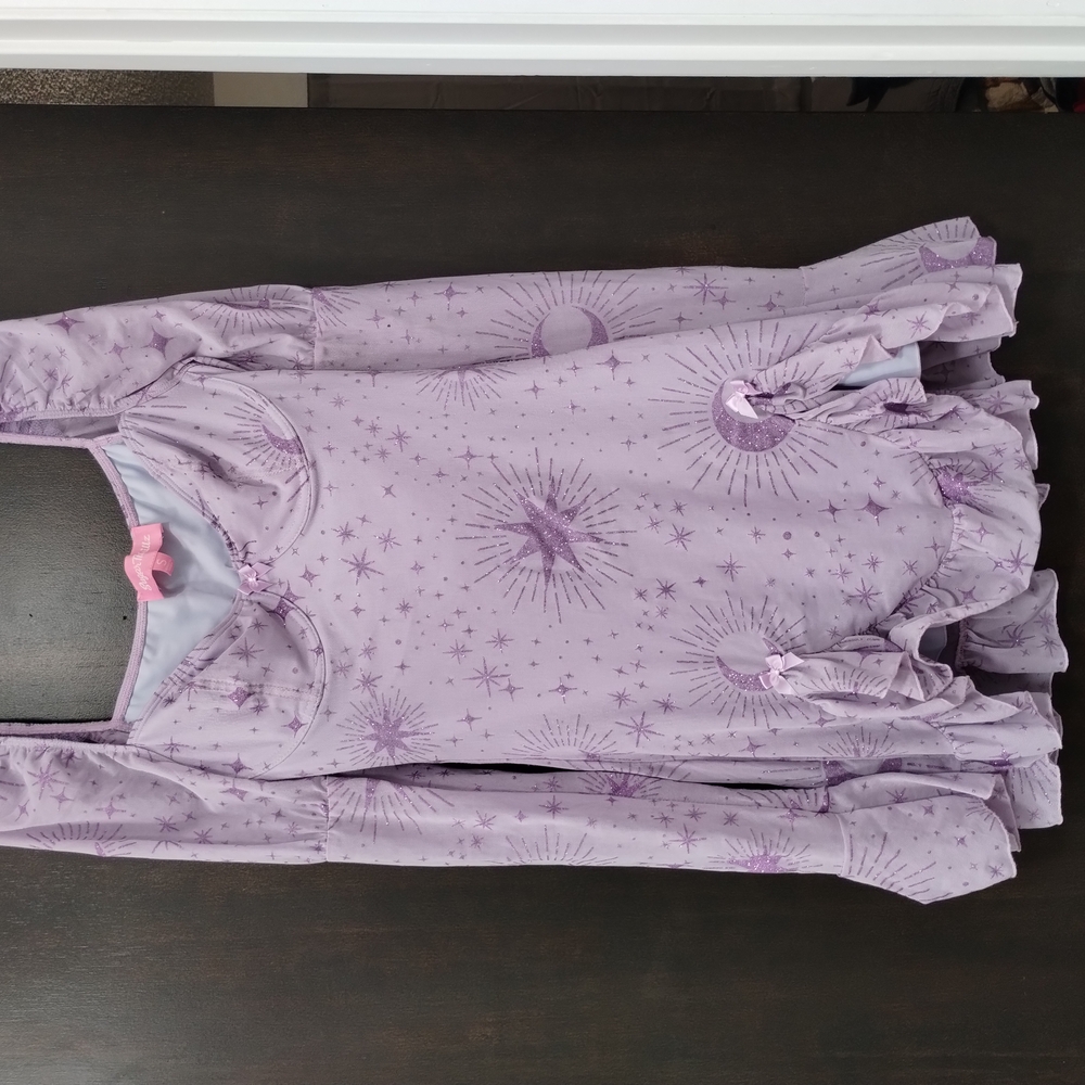 Purple Starry Long-Sleeve Dress